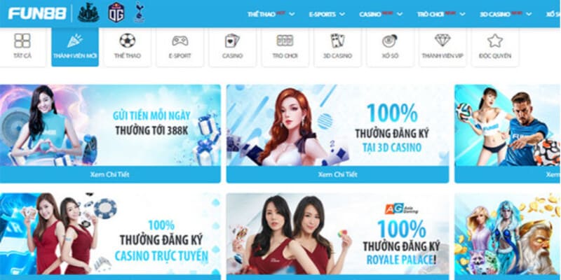 Những chương trình khuyến mãi dành tặng người cho khi đăng ký Fun88 